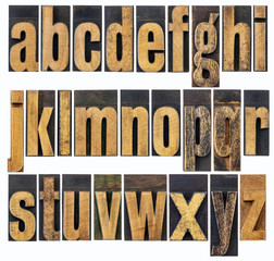 lowercase alphabet in wood type