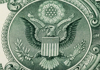 Great Seal of the United States on the reverse of a US Dollar Bi