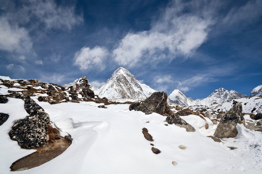 Mount Pumori peak view in Sagarmatha, Nepal