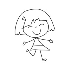 Obraz premium hand drawing cartoon happy kids