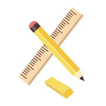 Vector Ruler Pencil and Eraser