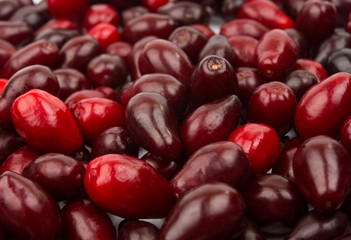 Fresh Cornelian cherries background