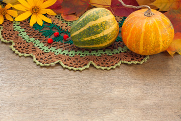 autumn pumpkins and leaves