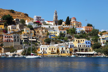 Fototapeta premium Fantastic colorful view of Symi island