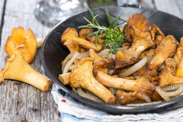 Portion of fried Chanterelles