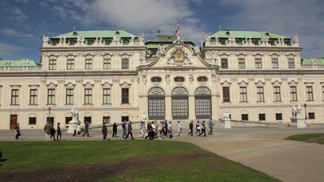 Visitors in front of Belvedere, Vienna