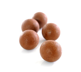 chocolate ball on white background