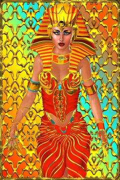 Cleopatra conceptual,  front view, abstract background