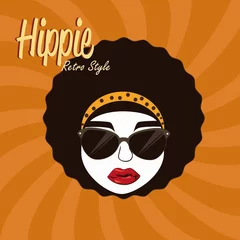 Cercles muraux Visage de femme conception de hippies