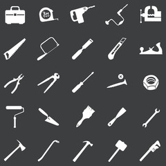 vector set of 25 white tool icons