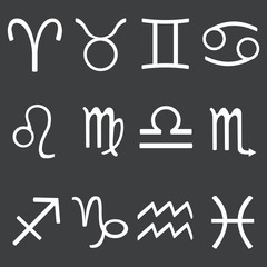 vector white signs of the zodiac