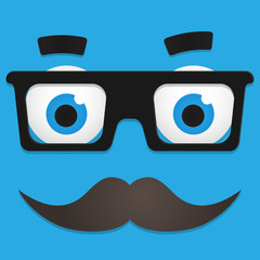 Vector Hipster Avatar with Geek Glasses And Mustache