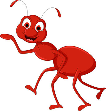 Cute red ant presenting