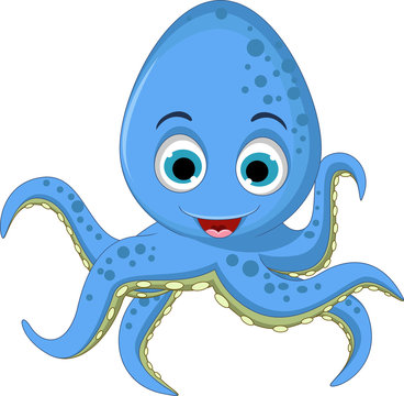 cute blue octopus cartoon