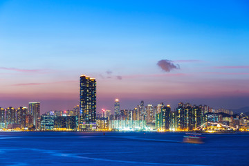 City in Hong Kong at night