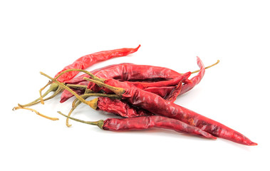 dry red pepper on white background