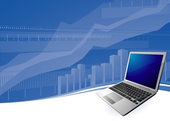 Naklejka premium Laptop background. Global communication. Vector