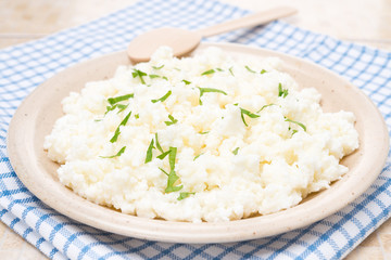 homemade cottage cheese with herbs