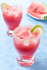 non-alcoholic watermelon cocktail with brown sugar and lime