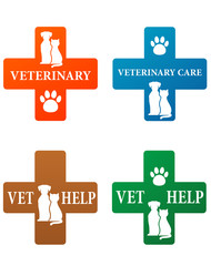 set of veterinary sign with pets