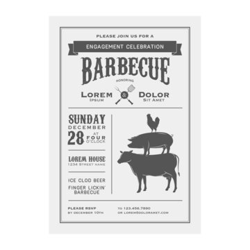 Vintage barbecue invitation card