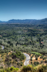 Fototapeta na wymiar Greece serpentine mountain road