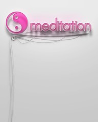 Glowing neon signboard with Meditation word, copyspace