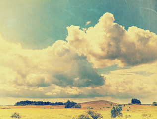 Field and sky, vintage background