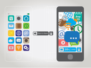 Smartphone with flat appliscations icons