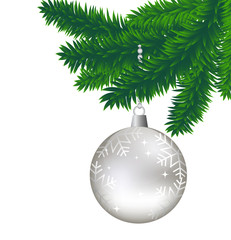 Christamas silver  ball on branch