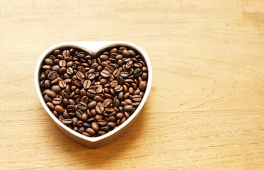 coffee beans in heart shape