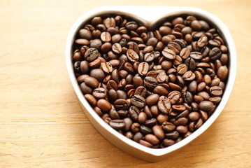 coffee beans in heart shape