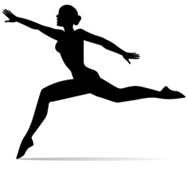 Fototapeta na wymiar silhouette di danzatrice isolata su sfondo bianco
