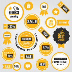 Vector Badges Labels and Stickers Set Yellow