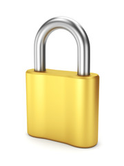 Naklejka premium Closed yellow metal lock