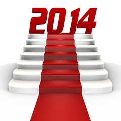 New year 2014 on a red carpet - a 3d image