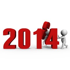 Replacing numbers to form new year 2014 - a 3d image