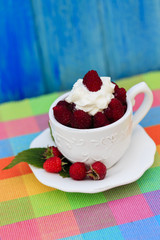 Raspberries - fresh raspberries and whipped cream
