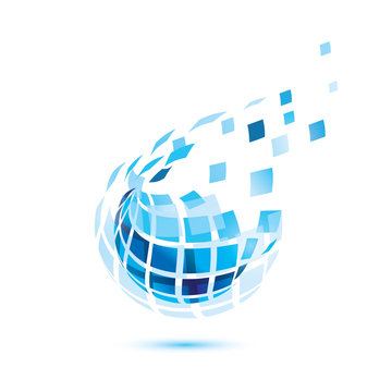 abstract globe icon, business and comunication concept