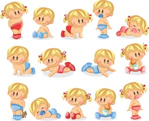 Векторная иллюстрация мальчиков и новорожденных девочек