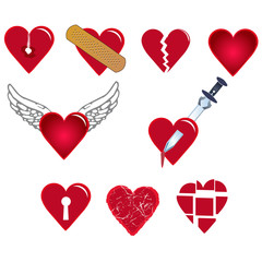 set of heartshapes