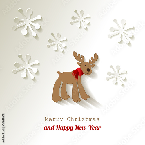 &quot;Merry Christmas Postkarte Rentier Schnee&quot; Stockfotos und lizenzfreie