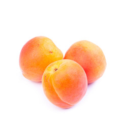 Ripe apricot fruit isolated on white background.