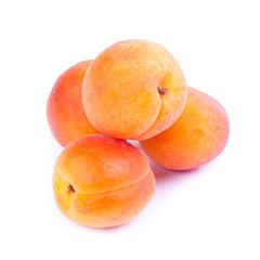 Ripe apricot fruit isolated on white background.