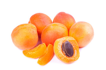 Ripe apricot fruit isolated on white background.