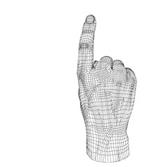 Conceptual 3D cyber black wireframe human hand