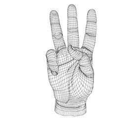 Conceptual 3D cyber black wireframe human hand