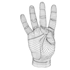 Conceptual 3D cyber black wireframe human hand