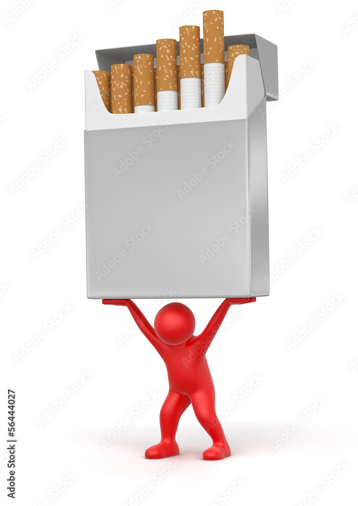 Poster man and cigarette pack (clipping path included)