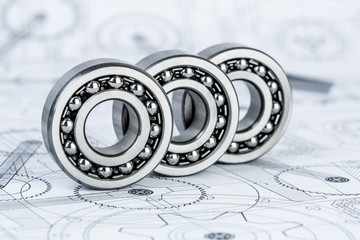 Ball bearings on technical drawing